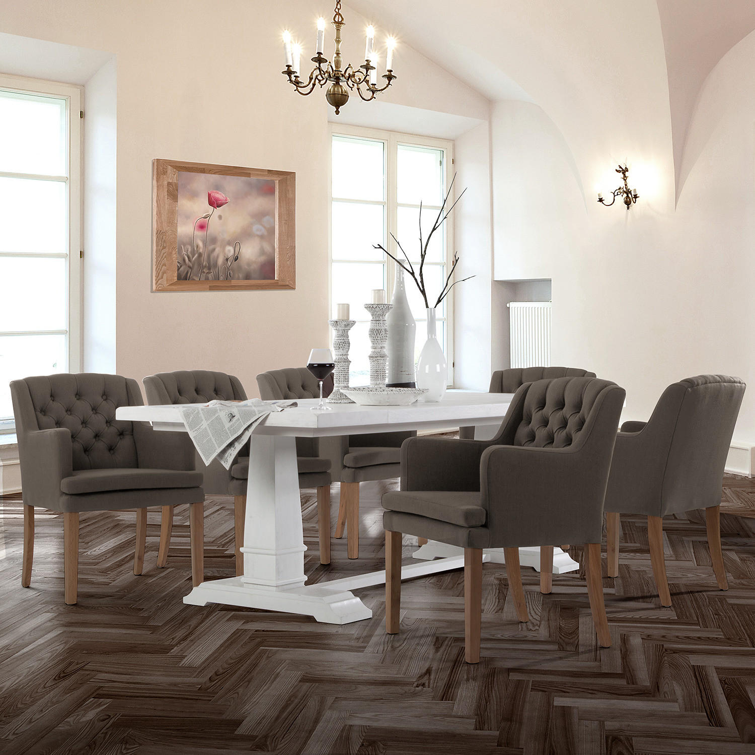 ARMLEHNENSTUHL - Webstoff - Braun, Textil (60/87/67cm) - home24