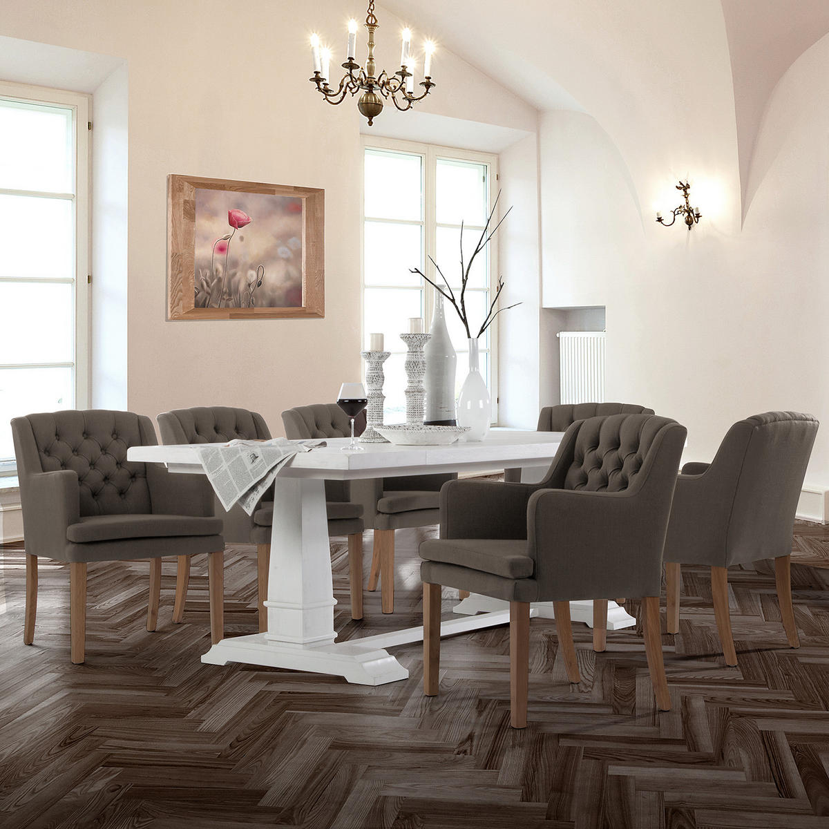 ARMLEHNENSTUHL - Webstoff - Braun, Textil (60/87/67cm) - home24