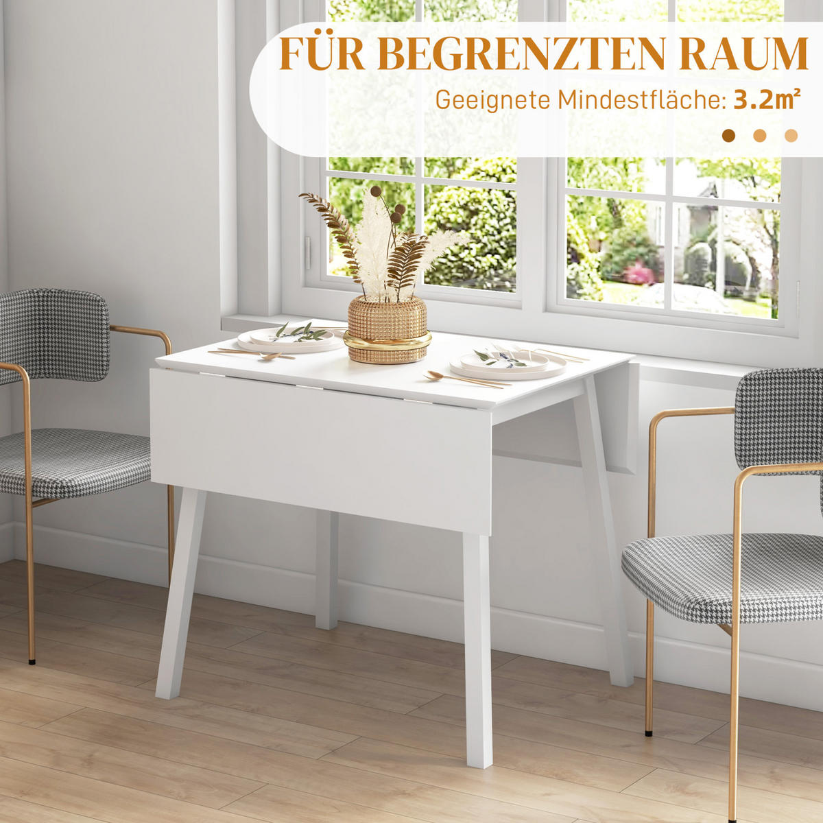 ESSTISCH 86/110/75 cm weiß klappbar für 2–4 Personen aus Kiefernholz - Weiß, Holz (110/86/75cm) - OKWISH