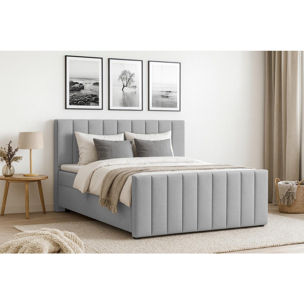 Thumbnail - Deine Möbel 24 Boxbett, Hellgrau, Textil, H4, 200x200 cm, Schlafzimmer, Betten, Boxspringbetten