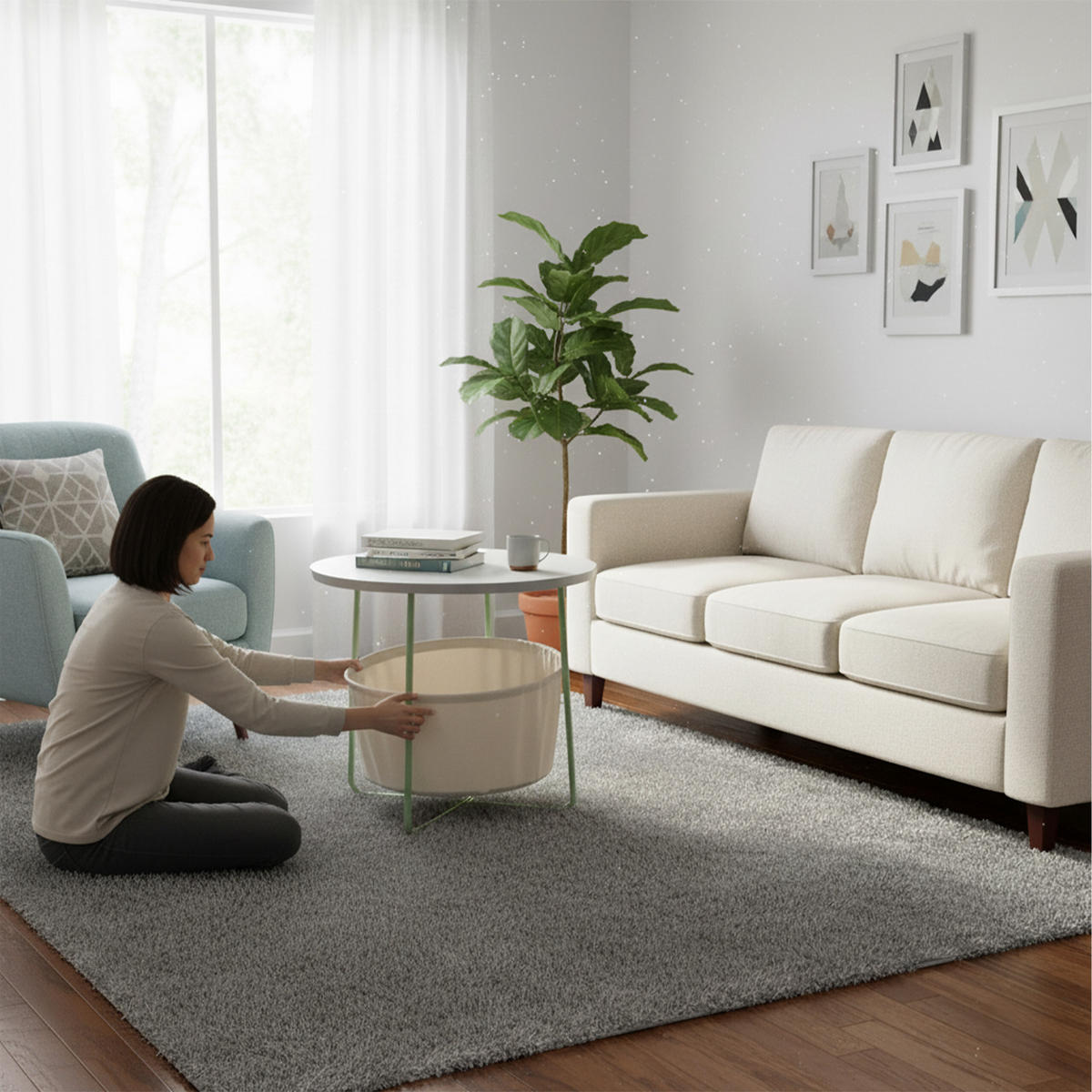 BEISTELLTISCH - Multicolor, Holzwerkstoff/Textil (45/45/50cm) - Relaxdays