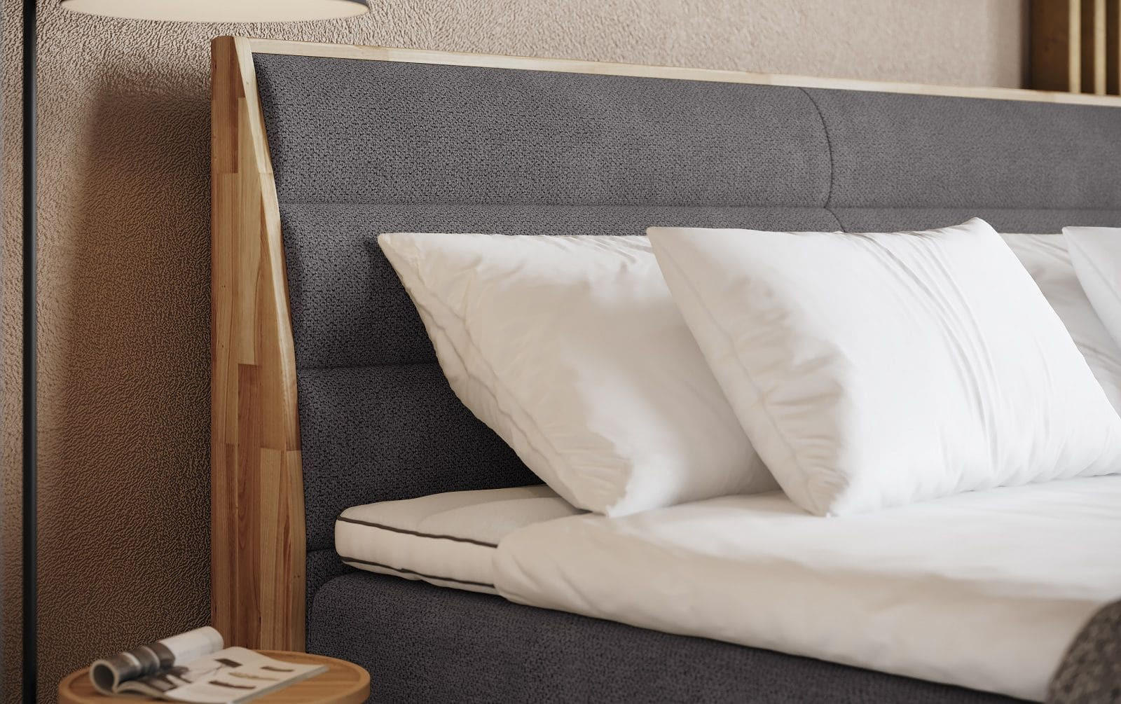 Thumbnail - Cotta Boxspringbett, Graphit, Textil, Echtholz, H2 + H3, 7-Zonen, Füllung: Taschenfederkern, Rechteckig, 160x200 cm, Sch...