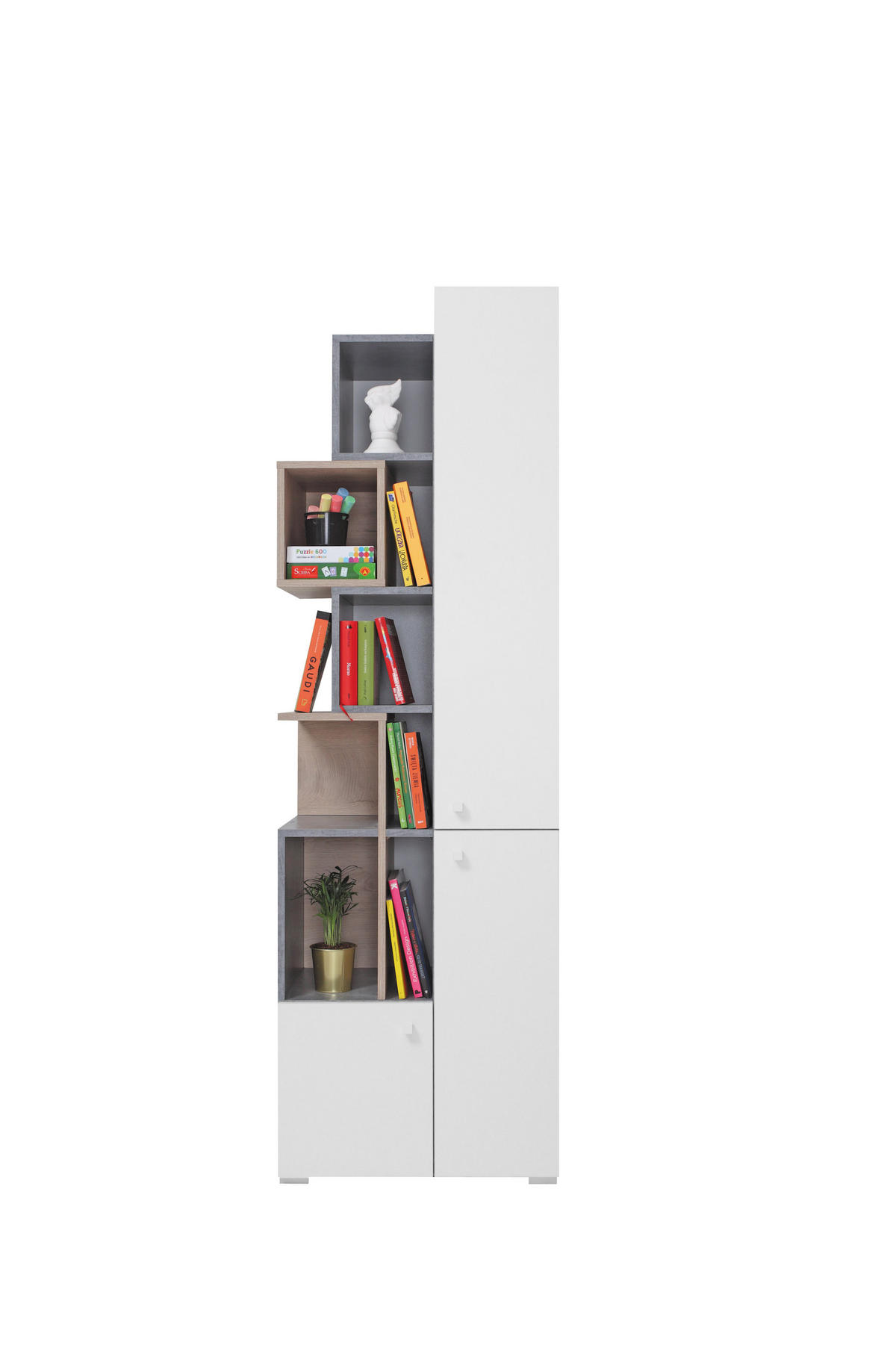 BÜCHERREGAL GALIA 60x40x190 cm, Regal Taupe - Weiß, Holzwerkstoff (60/190/40cm) - MASSENO