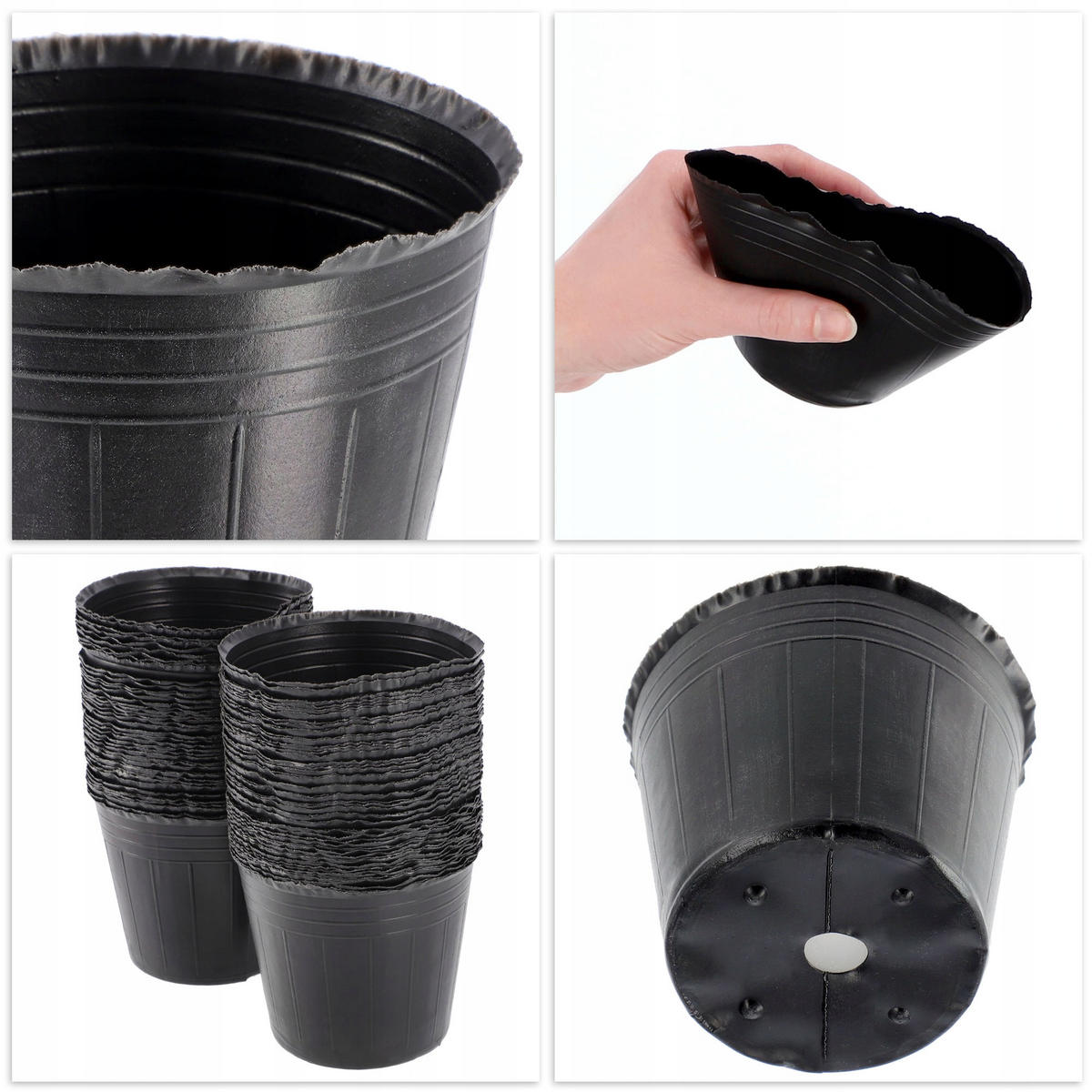 SAMENTOPF, rund, 9 cm, 100 Stück - Schwarz, Kunststoff - KADAX