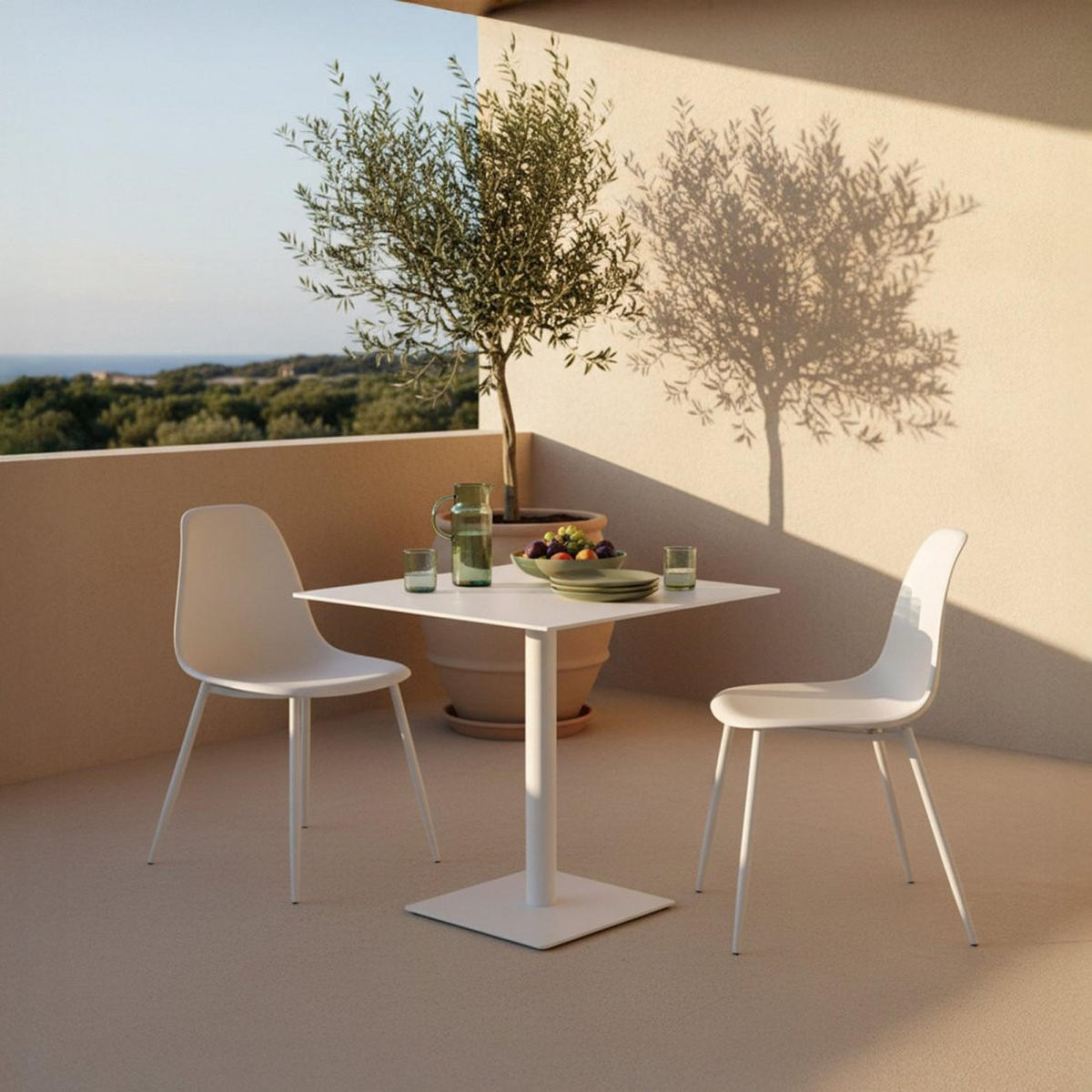 GARTENSTUHL Nina Weiß 45 cm x 80 cm 6er-Set - Weiß, Kunststoff (45/80/53cm) - Klast Home