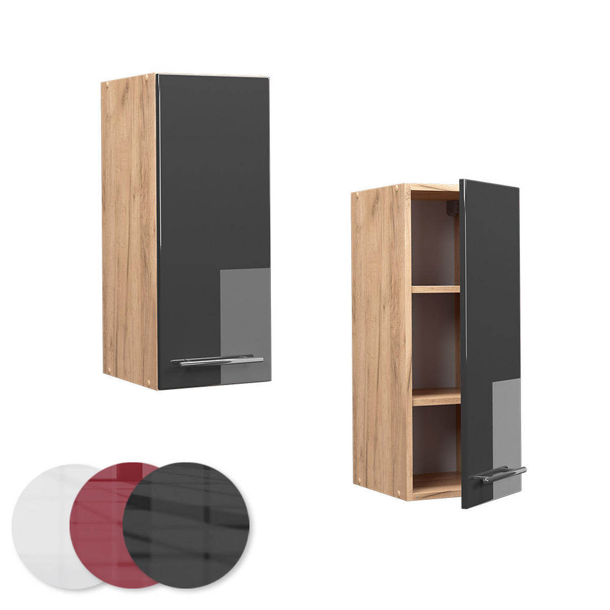 HÄNGESCHRANK Fame-Line Anthrazit Hochglanz 30 cm - Anthrazit/Eiche Wotan, Holzwerkstoff (30/72/34.1cm) - Vicco