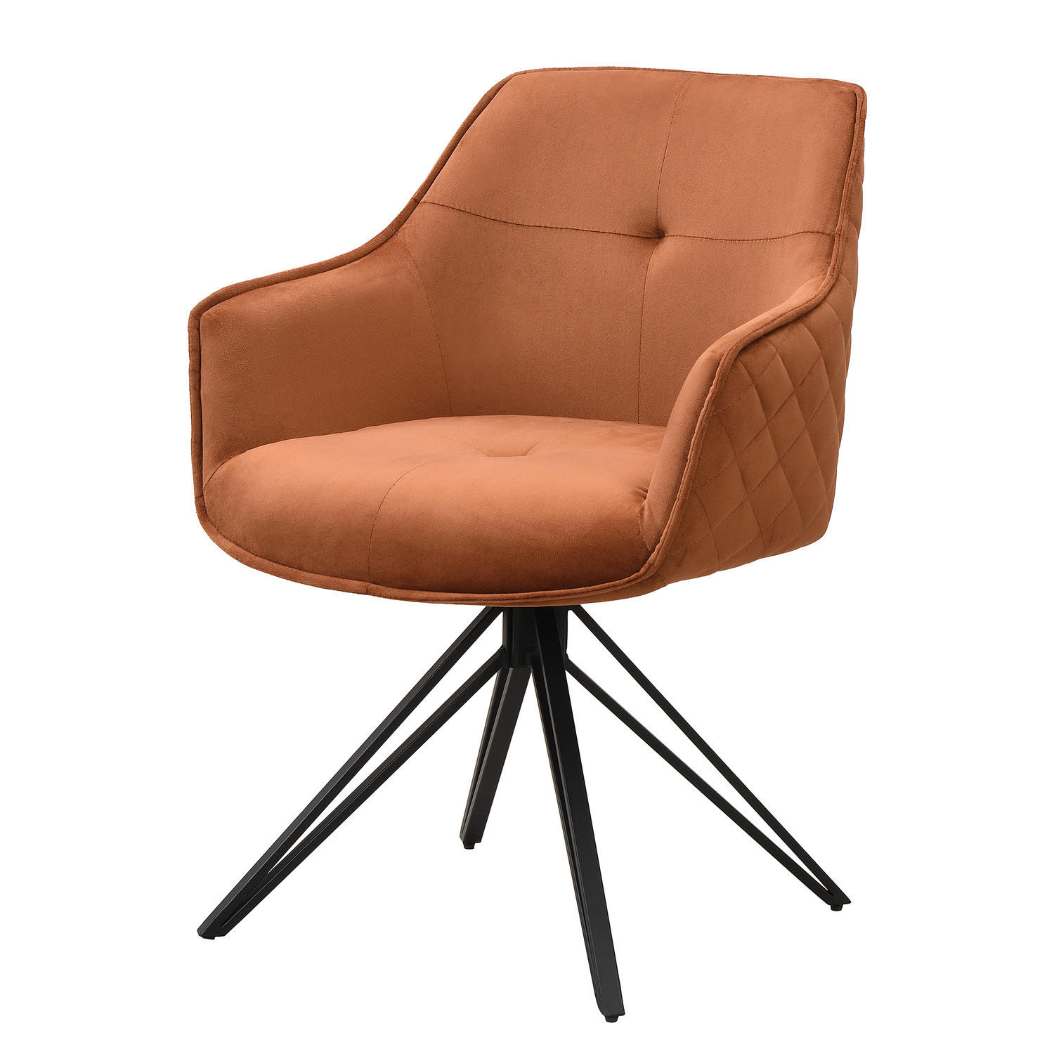 ARMLEHNENSTUHL - Rostfarben/Schwarz, Textil/Metall (60/82/62cm) - home24