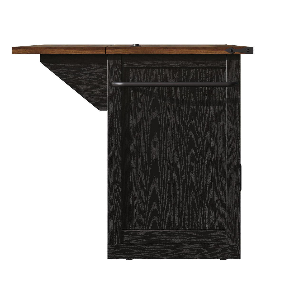 SERVIERWAGEN DE-41164 120,2/45,3-75/91,5 cm mit Stromanschluss Schwarz - Schwarz, Holzwerkstoff (120.2/91.5/45.3cm) - ComfortXL