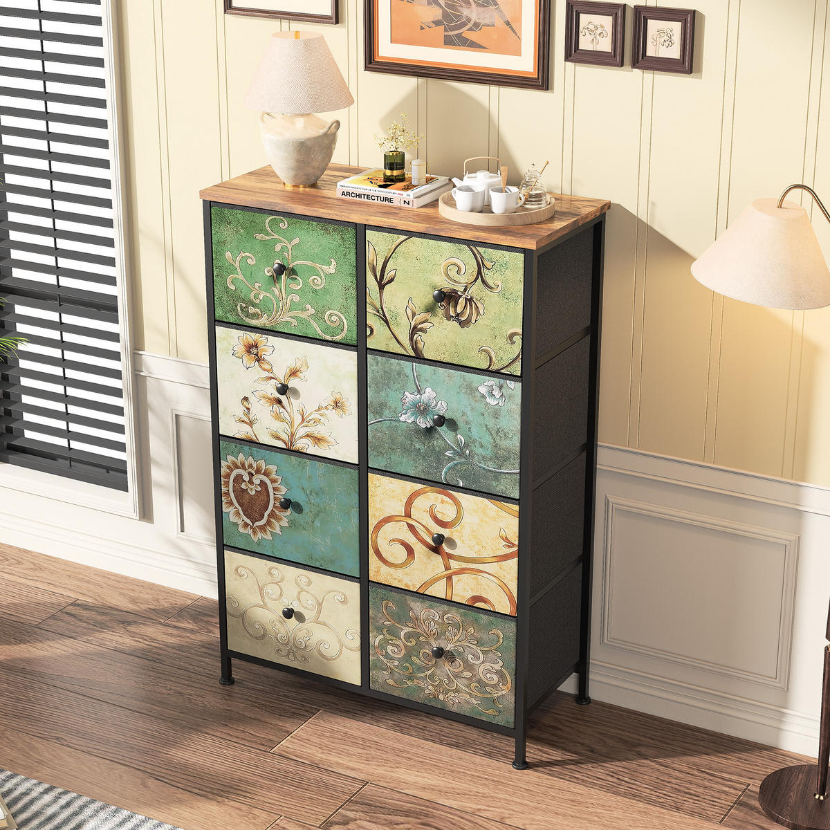 KOMMODE 8 Stoffschubladen 67/30/100 cm Schubladenschrank - Multicolor, Holz/Textil (30/100/67cm) - PARAFTA HOME