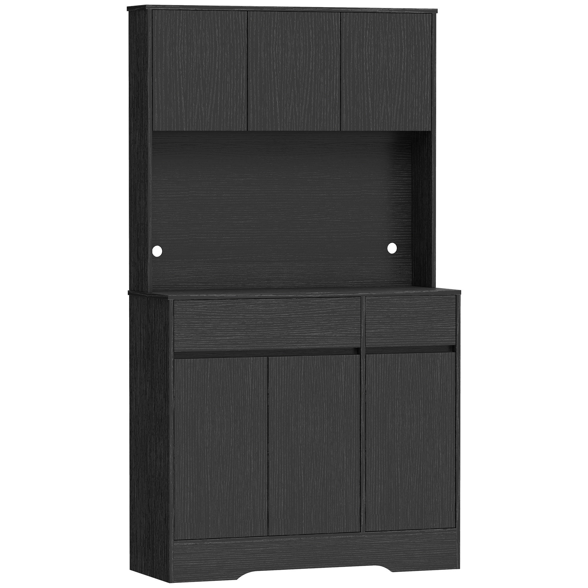 KÜCHENSCHRANK aus Spanplatte MDF 100/38/180 cm Schwarz - Schwarz, Holz/Holzwerkstoff (38/180/100cm) - HOMCOM