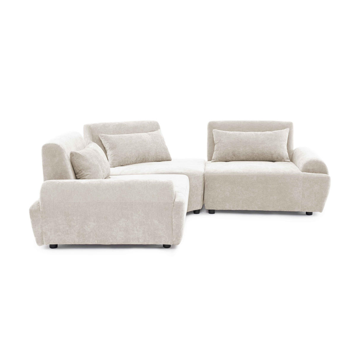 ECKSOFA 3-Sitzer, Ekru - Weiß, Holz/Textil (231/231cm) - Oviala