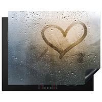 HERDABDECKPLATTE Herz - Kondenswasser - Wasser - 3D Herdabdeckung Induktionsfeld 65x52 cm - Grau, Kunststoff (65/52/0.2cm) - MuchoWow