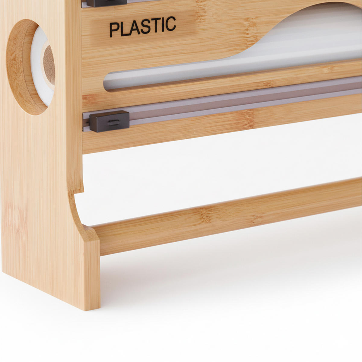 WANDROLLENHALTER - Hellbraun, Holz/Kunststoff (35/27/9cm) - Relaxdays