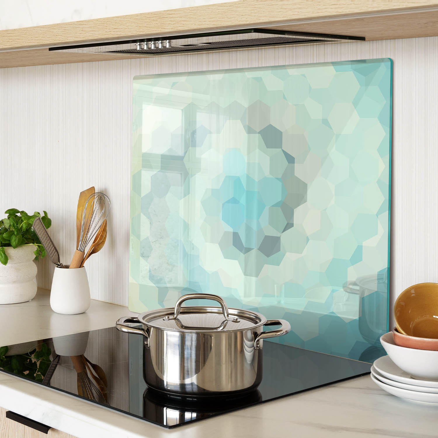GLASPLATTE 60x52 cm Abstrakt - Blau, Glas (60/0.4/52cm) - TULUP