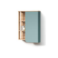 BADSCHRANK Marano Blau-Grau 50 x 75 cm mit Tür und offenen Fächern - Blaugrau/Sonoma Eiche, Holzwerkstoff (50/75/20cm) - Livinity®
