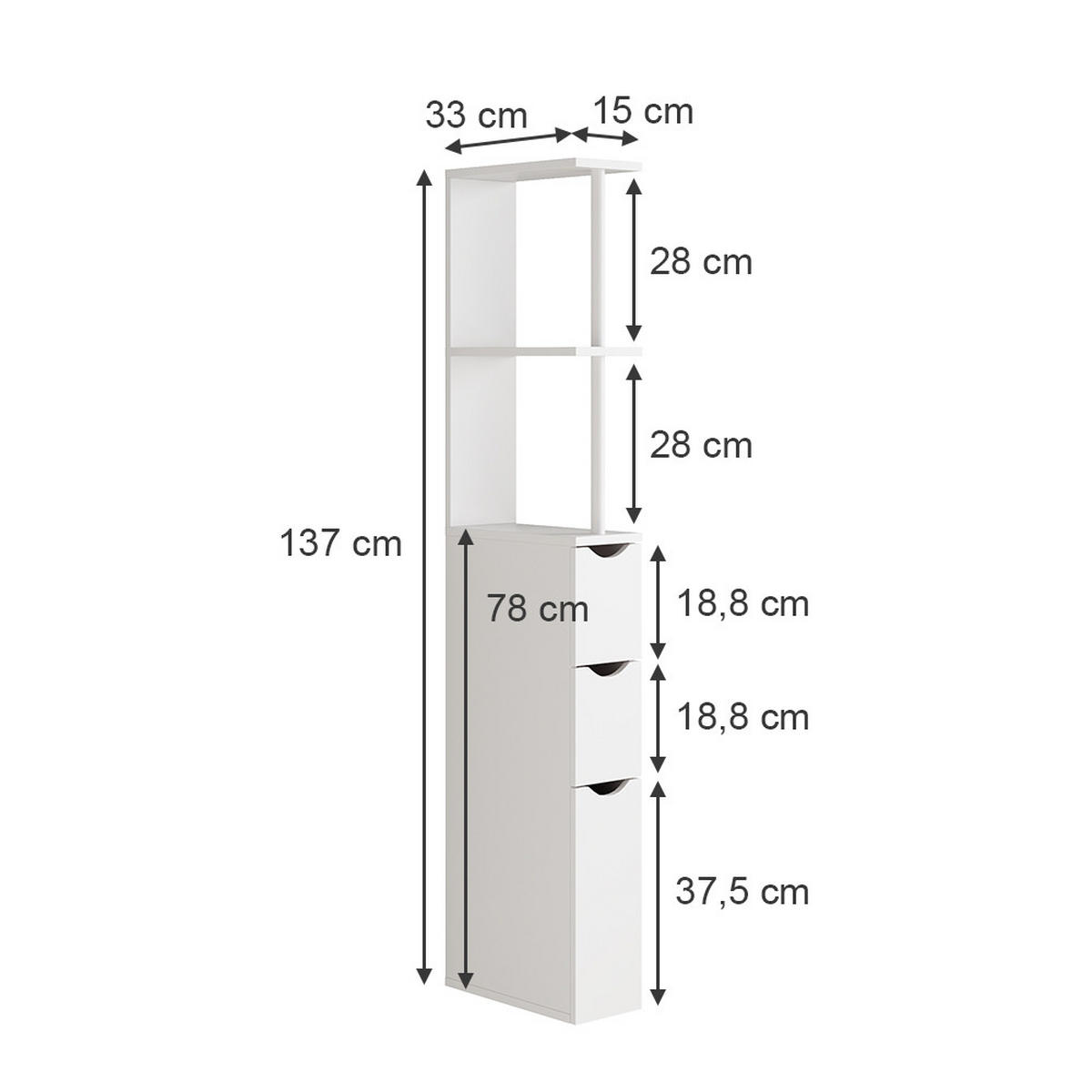 KÚPEĽŇOVÁ SKRINKA Vera biely - biela, kompozitné drevo (15/137/33cm) - Vicco