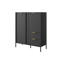 HIGHBOARD Valdi A 103 cm Anthrazit / Gold - mit 2 Türen und 2 Schubladen - Anthrazit/Gelb, Holz/Holzwerkstoff (103/123/39cm) - Ravio