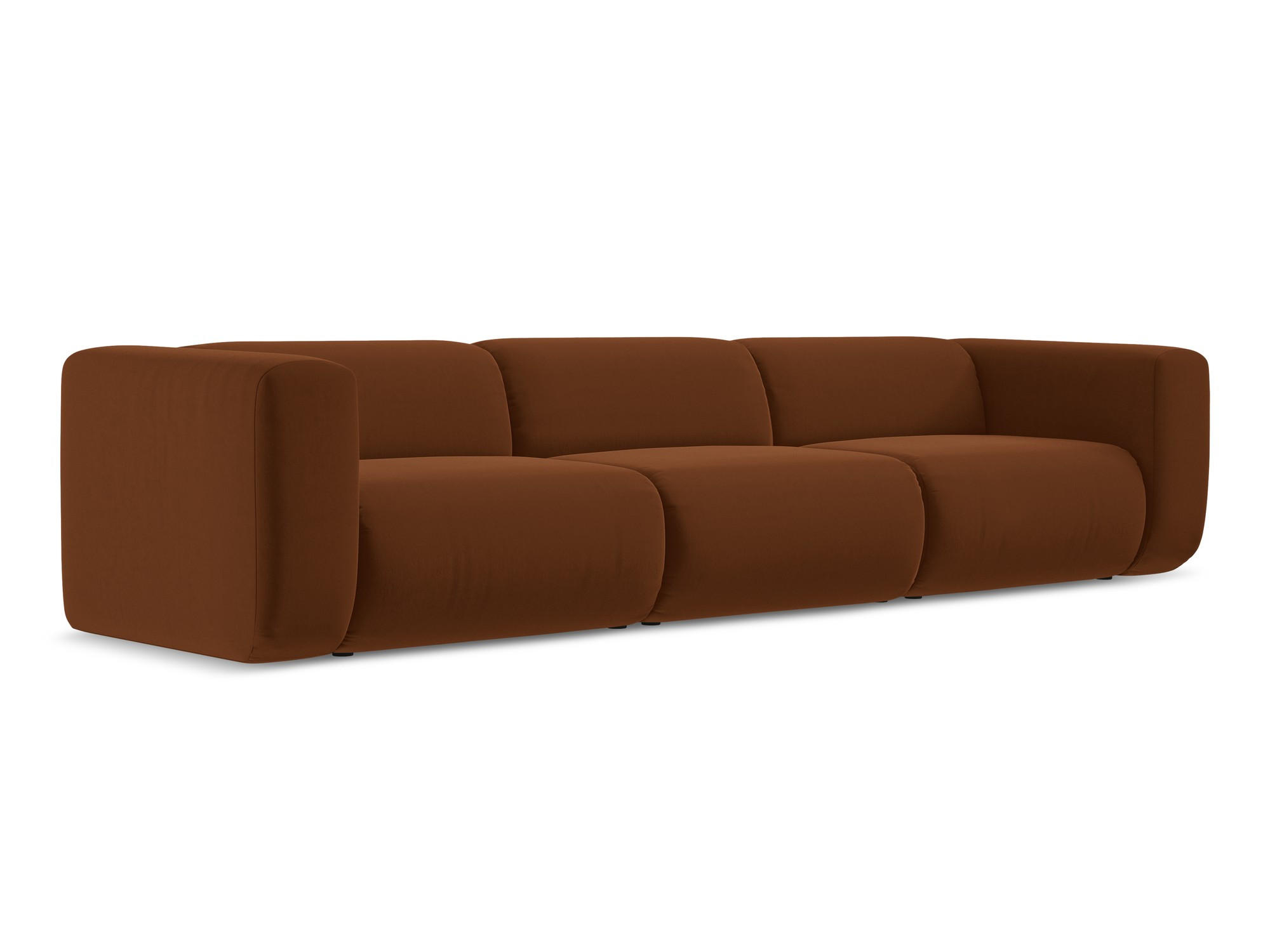 4-SITZER-SOFA Samt Stoff Orange - Terracotta/Schwarz, Kunststoff/Textil (319/70/89cm) - Makamii