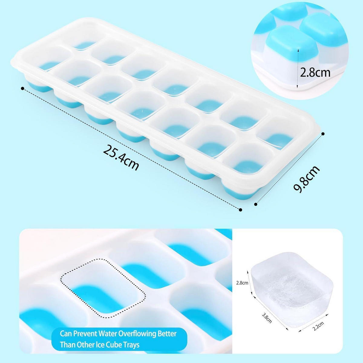 EISWÜRFELFORM 4-teiliges Set mit Deckel - Multicolor, Kunststoff (3.1/25.4/9.8cm)