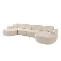 WOHNLANDSCHAFT MARI-U2 - 380x163x81 cm Beige Cord - Beige/Schwarz, Holzwerkstoff/Kunststoff (380/81/163cm) - ALTDECOR
