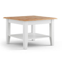 COUCHTISCH Belluno Elegante Kiefer weiß (RAL9010) lackiert / Kiefer Natur gebeizt 70 / 70 / 48cm - Weiß/Kieferfarben, Holz (70/70/48cm) - Feldmann-Wohnen