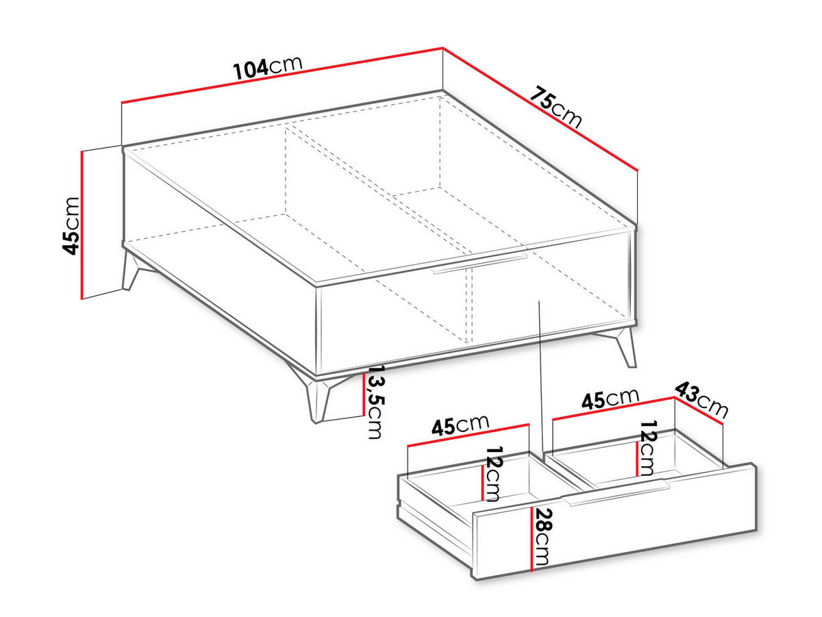 COUCHTISCH Xylix Bis 1SZ - Nussbaumfarben/Schwarz, Holzwerkstoff/Metall (75/104/45cm) - MIRJAN24