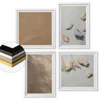 WANDBILDER 4er-Set - 50x50 cm & 40x60 cm Weißer Rahmen - Strandsteine natürliche Strukturen - Weiß, Kunststoff (50/50cm) - ArtPrintCave