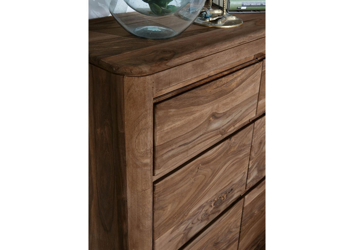 KOMMODE Sheesham 100x37x111 rot-braun gebeizt TORONTO #138 - Dunkelbraun, Holz (100/111/37cm) - Massivmoebel24