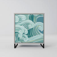 SIDEBOARD ASIAN SWAY, Grau, 57,5x42x67,5 cm, Schwarze Metall-Rahmenfüße - Multicolor/Schwarz, Holzwerkstoff/Metall (57.5/67.5/42cm) - SpaceRebels