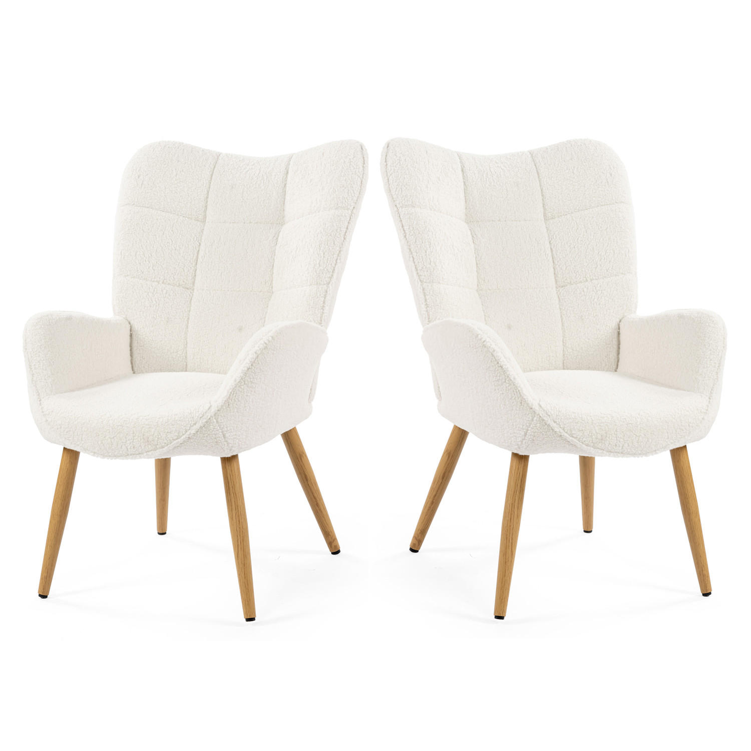 OHRENSESSEL-SET 2 Stück in Eisen Bouclé - Beige, Textil/Metall (62/90.5/72cm) - Meubles Cosy