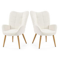 OHRENSESSEL-SET 2 Stück in Eisen Bouclé - Beige, Textil/Metall (62/90.5/72cm) - Meubles Cosy