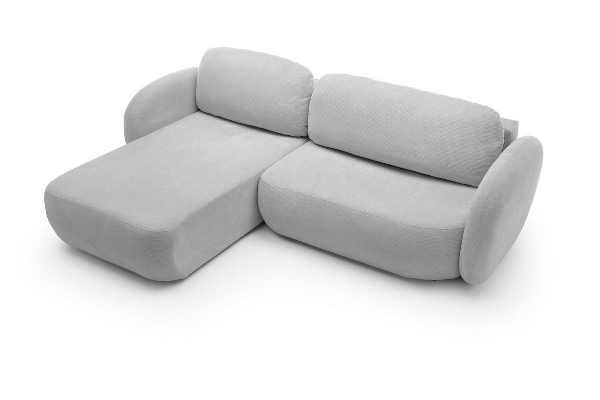 ECKSOFA OLIO L-Form Schlaffunktion mit Bettkasten, lose Rückenkissen, freistehend, LINKS 174x248 cm Grey - Hellgrau, Holz/Textil (174/248cm) - DomoHome