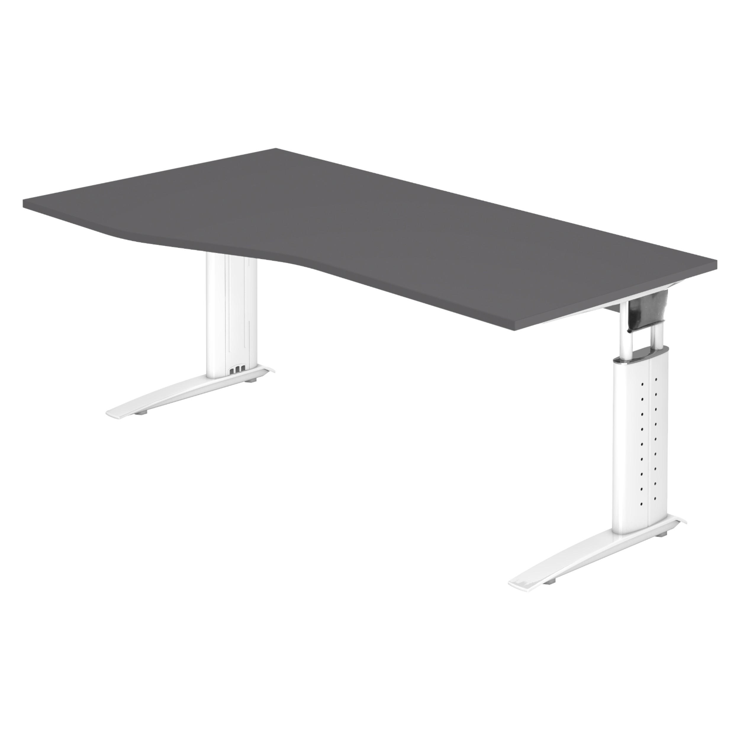 SCHREIBTISCH Serie-U 100/180/74 cm in Graphitfarben/Weiß - Graphitfarben/Weiß, Holzwerkstoff (100/180/74cm) - bümö