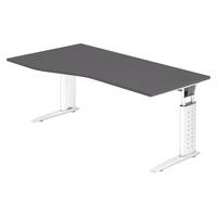 SCHREIBTISCH Serie-U 100/180/74 cm in Graphitfarben/Weiß - Graphitfarben/Weiß, Holzwerkstoff (100/180/74cm) - bümö