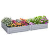 PFLANZENBEET-SET, Pflanzkübel, Blumenkübel für Garten, Terrasse, Verzinkter Stahl, Grau, 100 x 100 x 30 cm - Grau, Holz (100/30/100cm) - Outsunny