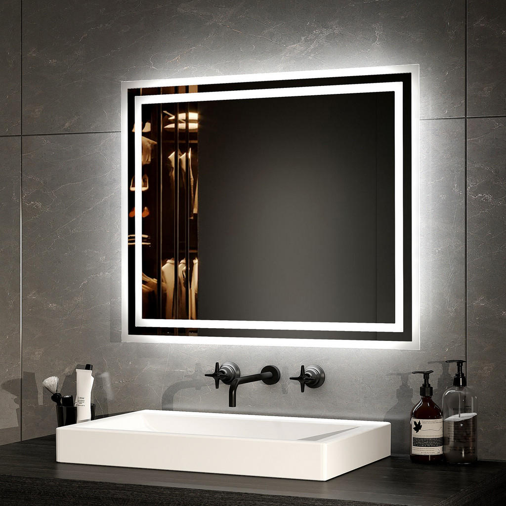 Thumbnail - Emke Badspiegel, Weiß, Glas, Rechteckig, 50x3.5x60 cm, Badezimmer, Badezimmerspiegel, Badspiegel