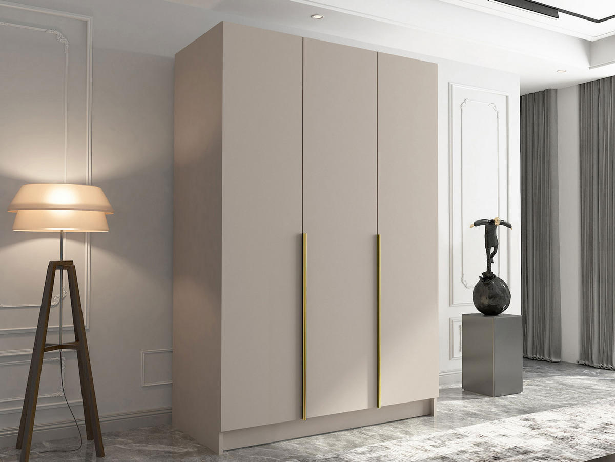 KLEIDERSCHRANK Calia I - Beige/Goldfarben, Holzwerkstoff/Metall (150/215/58cm) - MIRJAN24