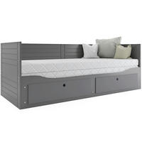 TAGESBETT Hermes 200x80/160cm Grau mit Lattenrost und Schubladen - Grau, Holzwerkstoff (160/200cm) - Interbeds