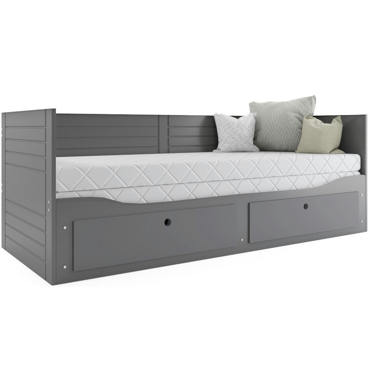 TAGESBETT Hermes 200x80/160cm Grau mit Lattenrost und Schubladen - Grau, Holzwerkstoff (160/200cm) - Interbeds