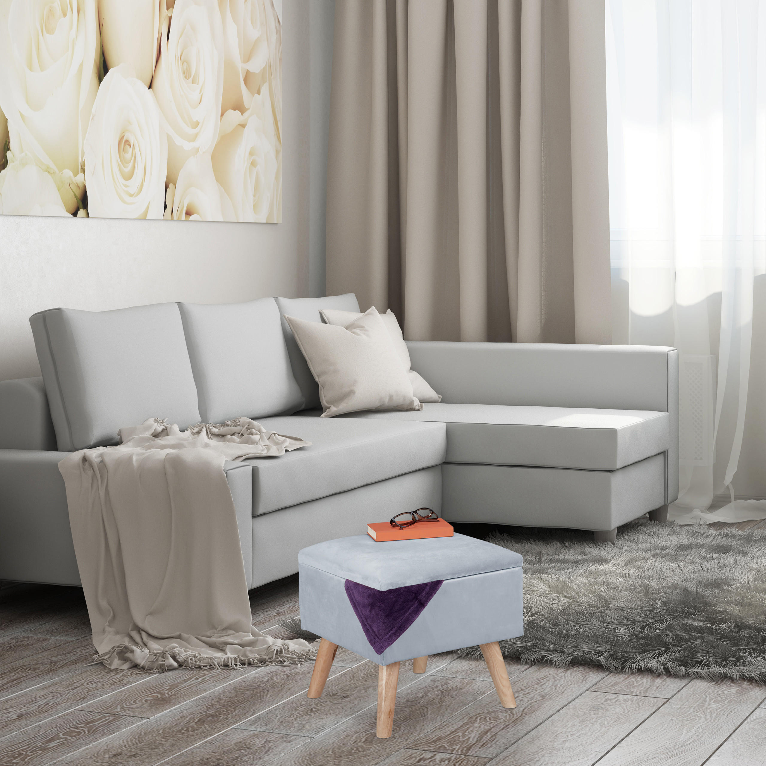 SAMTHOCKER - Grau, Holz/Holzwerkstoff (40/40/40cm) - Relaxdays