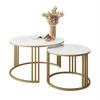 COUCHTISCH 2 in 1 LORI GLASS mit goldfarbenem Fuß - Goldfarben/Weiß, Glas (70/70/47cm) - Lookway