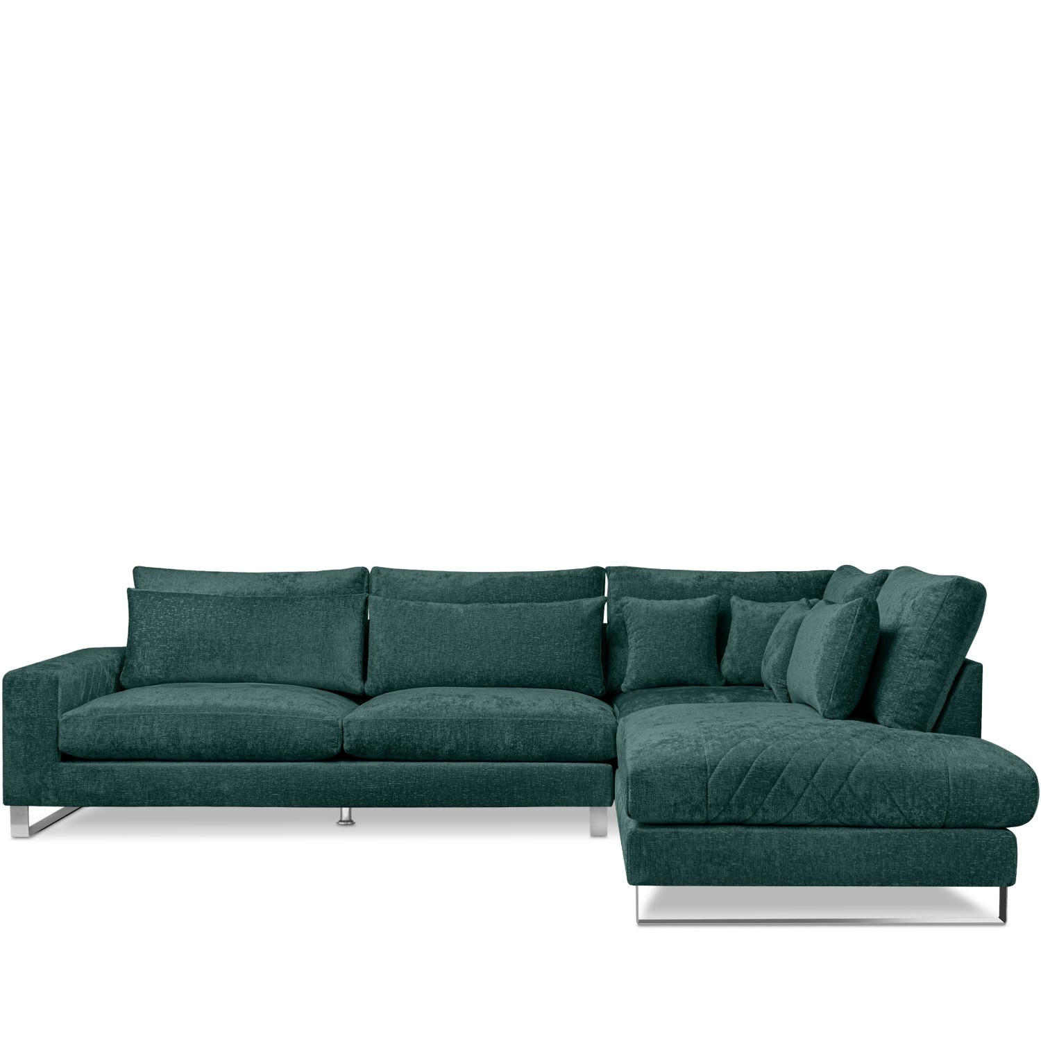 ECKSOFA RECHTS BRENTIS Chenille-Stoff, Marineblau - Blau, Textil (314/224cm) - KONSIMO®