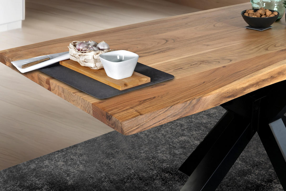 ESSTISCH JIM - Schwarz/Naturfarben, Holz/Metall (80/120/77cm) - SAM