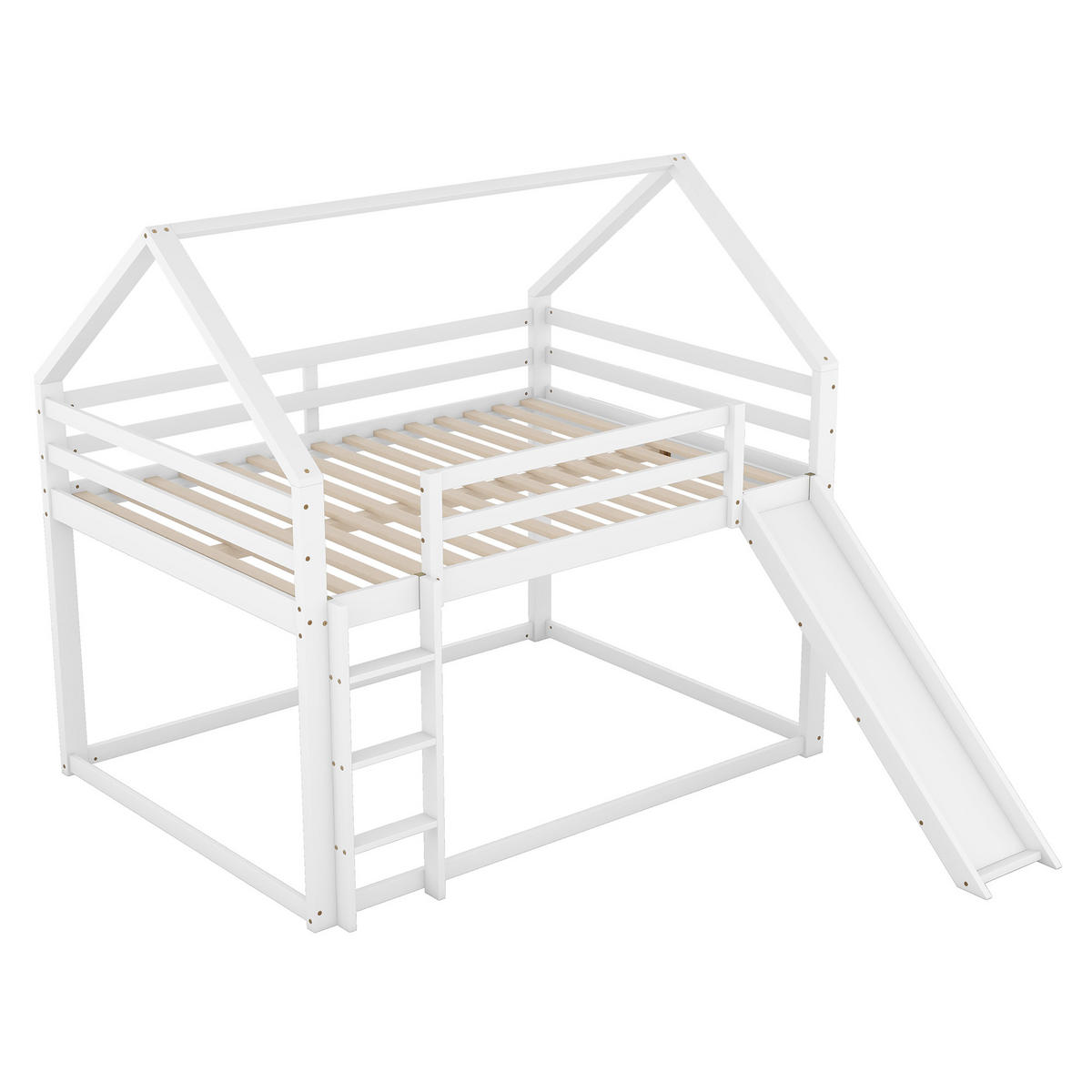 ETAGENBETT 140x200cm Weiß mit Rutsche und Leiter Doppelbett - Weiß, Holz (140/200cm) - FLIEKS