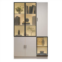 VITRINE 200 cm Weiß mit LED und Aluminiumrahmen - Weiß, Holzwerkstoff (120/200/35cm) - FLIEKS