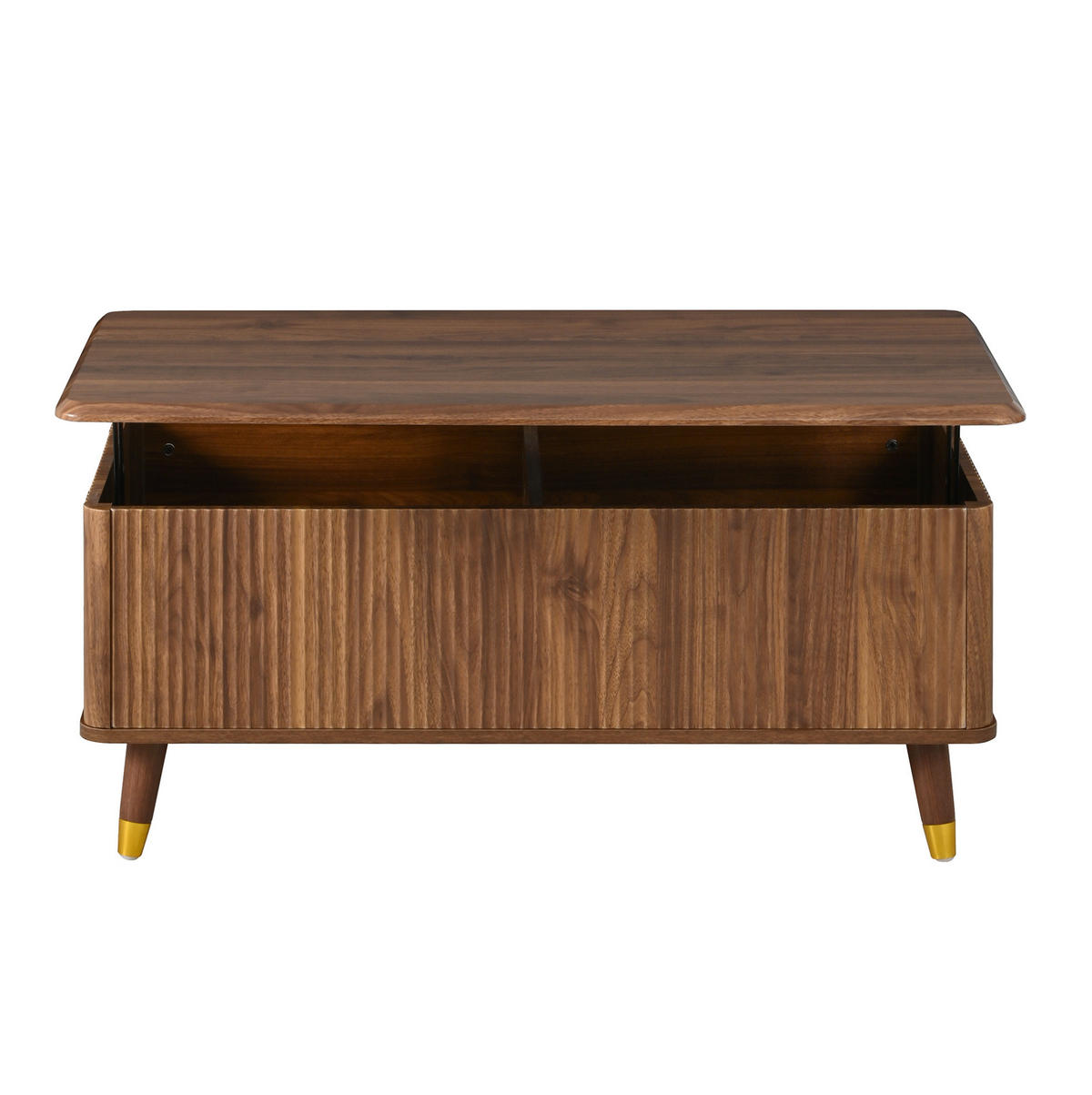 COUCHTISCH 97/52/56,5 cm mit höhenverstellbarer Tischplatte, Stauraum und Wellenstruktur, Nussbaum - Walnussfarben, Holzwerkstoff (97/52/56.5cm) - Redom
