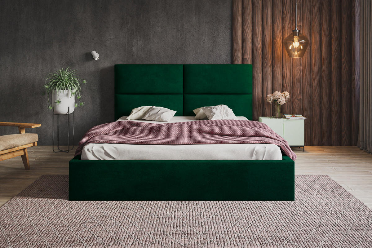 POLSTERBETT 180x200 Terra mit Bettkasten, Grün - Grün, Holz/Textil (180/200cm) - Emporius
