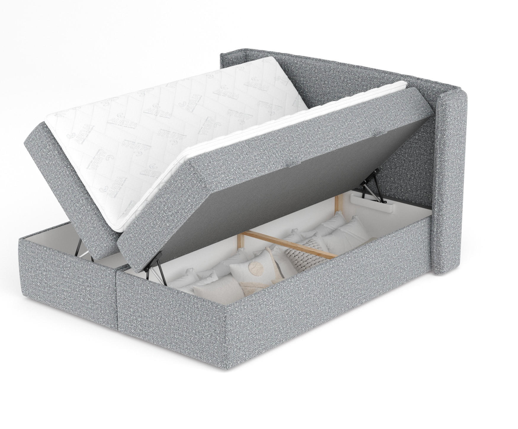 BOXBETT Skyline Grau 160/200 cm mit Matratze und Topper - Schwarz/Grau, Holz/Holzwerkstoff (160/200cm) - Maison de Reve