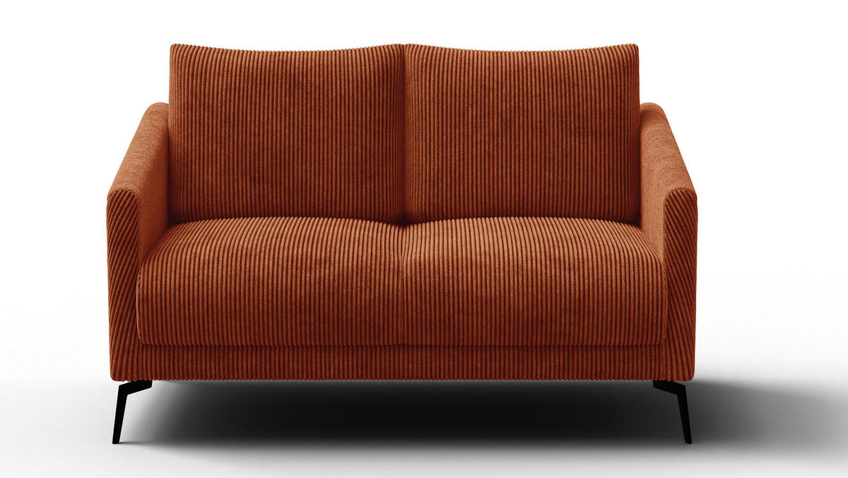 SOFA VILT 2-Sitzer, orange - Schwarz/Orange, Holzwerkstoff/Textil (142/89/94cm) - Courtois Laville