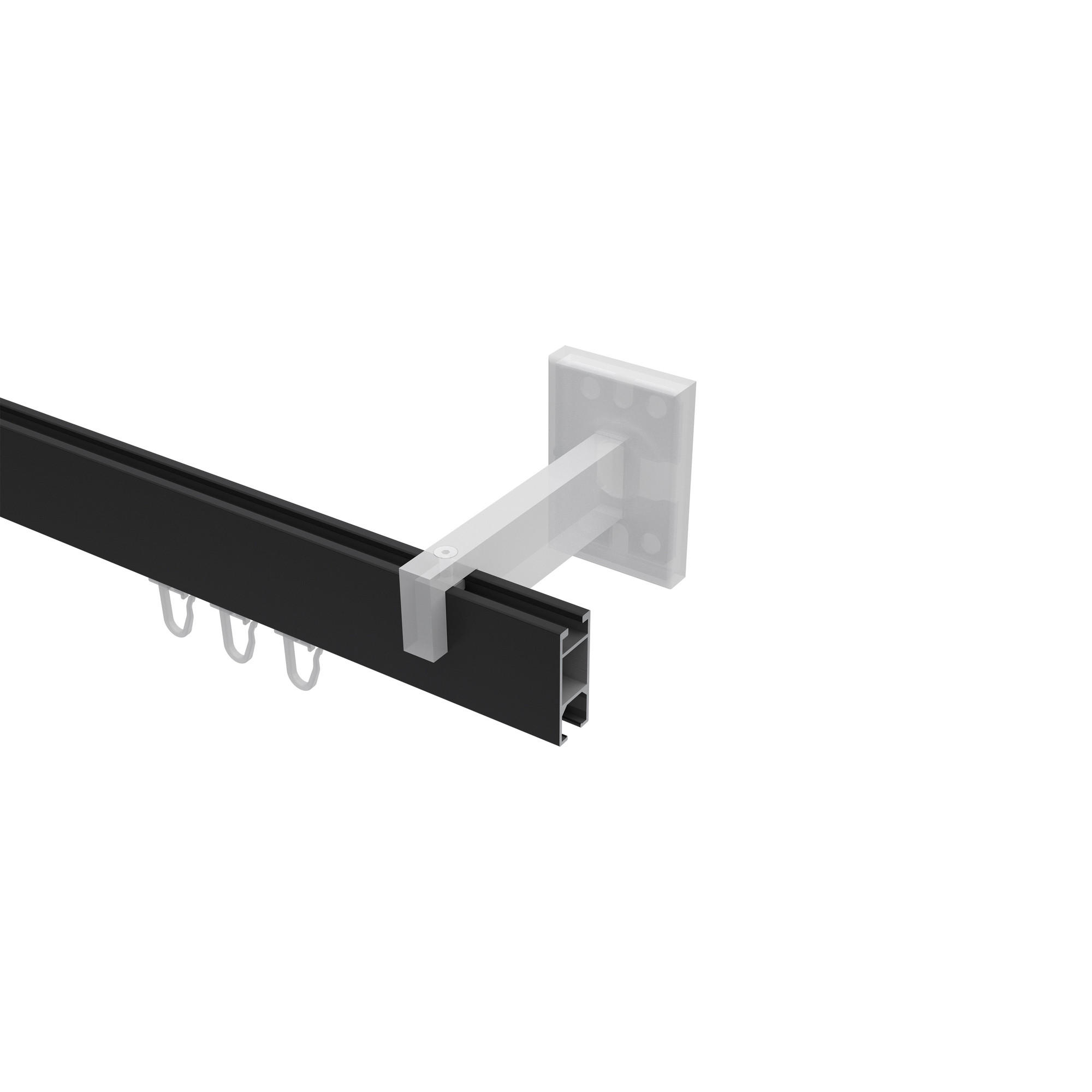 GARDINENSTANGE INNENLAUF Smartline Paxo 480 cm (geteilt in 3 x 160 cm), 1-läufig, 14x35 mm Schwarz - Schwarz, Metall (480cm) - INTERDECO